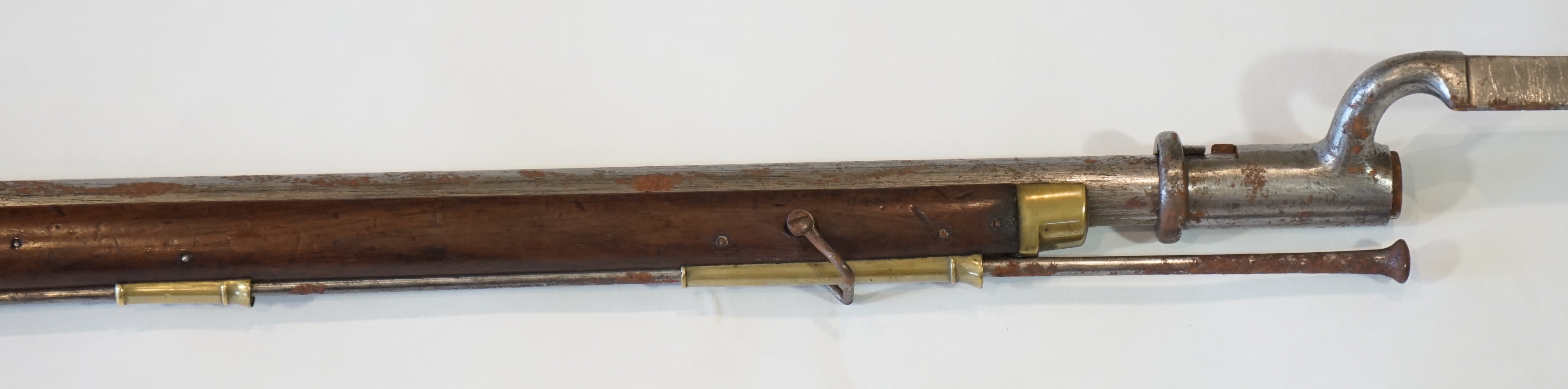A 10 bore Brown Bess British military flintlock musket, barrel length 36.5 inches
